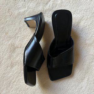 Low Classic  Black Slide Heeled Sandals